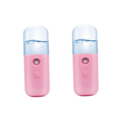 Balacoo 2pcs Mini Facial Steamer Hot Humidifier Nano Steamer Mini Face Steamer Nano Mist Sprayer Handheld Clothes Steamer USB Face Sprayer Pink Hydrating Instrument Portable, 4*4cm