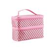 Housoutil Handheld Two-layer Cosmetic Makeup Bag for Women and Girls Organizer Pouch for Toiletries and Cosmetics Travel-friendly Design Convenient Zipper Closure and Mirror view 3
