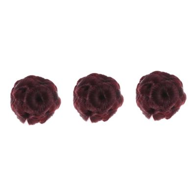 Angoily 3pcs Flower Design Synthetic Hair Updo Bun Clip for Women Easy to Use Jaw Clip Chignon Fixator Wine for Adding Volume and Fullness to Hair Styles