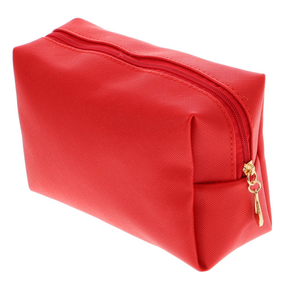 Angoily 3pcs Portable Shiny Makeup Bag Compact Pu Leather Toiletry Pouch for Travel Stylish Cosmetic Storage for Women Zippered Design Red for Organizing Makeup and Essentials