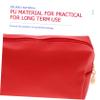 Angoily 3pcs Portable Shiny Makeup Bag Compact Pu Leather Toiletry Pouch for Travel Stylish Cosmetic Storage for Women Zippered Design Red for Organizing Makeup and Essentials view 2