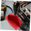 Angoily 3pcs Portable Shiny Makeup Bag Compact Pu Leather Toiletry Pouch for Travel Stylish Cosmetic Storage for Women Zippered Design Red for Organizing Makeup and Essentials view 3