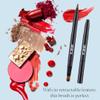 Aura Retractable Brush for application on lips or eyes. Liner Brush, Lip Gloss, Eyeshadow Concealer Brush. 2 Pieces Double-ended Lip Applicator with Cap, (Black/Gold) view 2