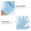 Angoily 6pairs Exfoliating Bath Gloves Five Finger Scrubber Mitts for Men and Women Soft and Stretchy Design for Spa Shower and Sauna Blue view 2