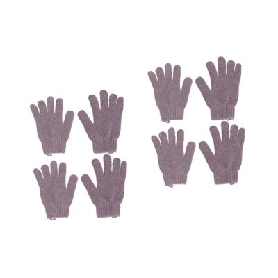 Angoily 4pairs Exfoliating Bath Gloves Five Fingers Body Scrub Mitts for Men and Women Purple for Shower and Sauna Easy to Clean Stretchy Design for Hand
