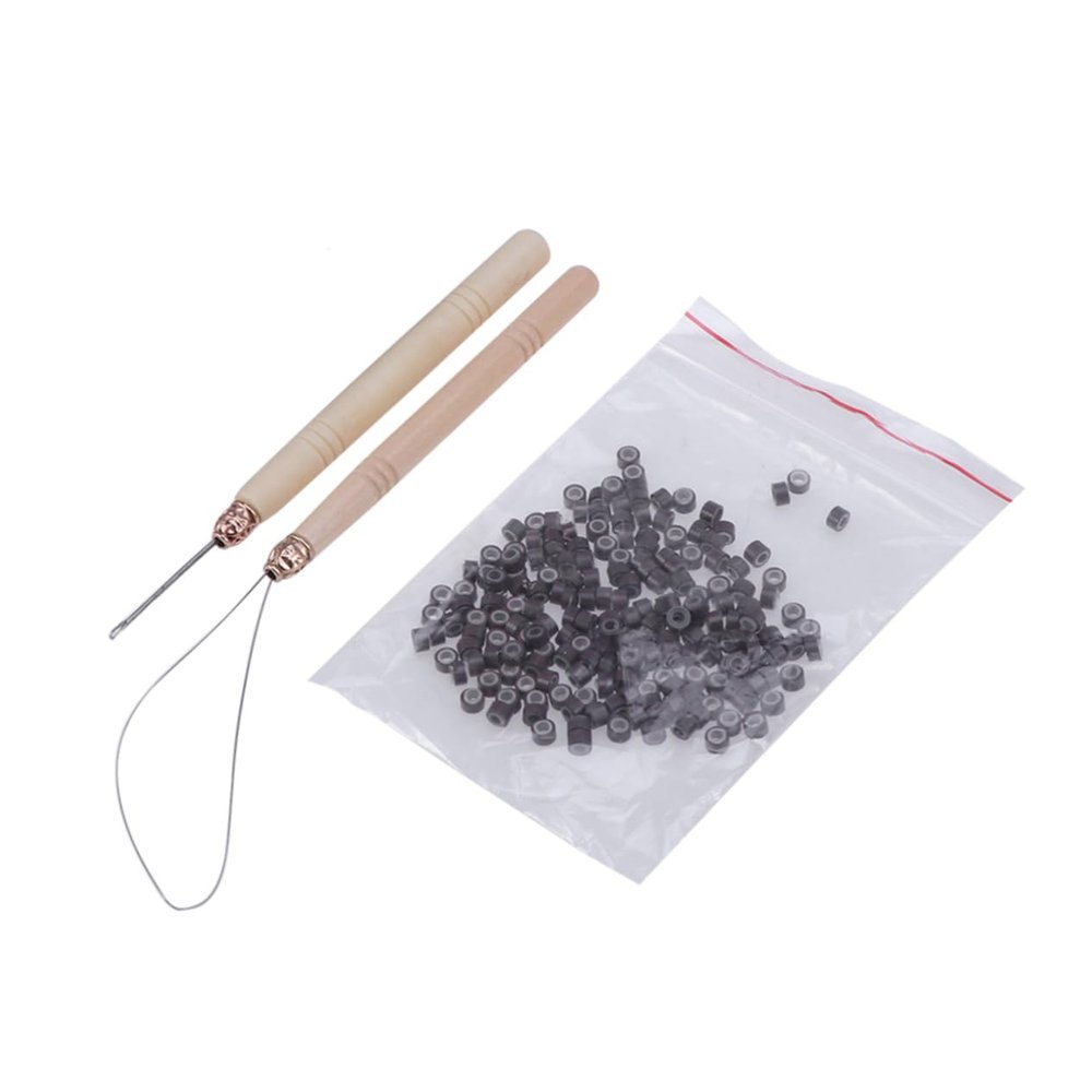 Housoutil Hair Extensions Accessories Tools Complete Tool Kit Hair Extension Tool Set Pliers Needles for Micro Ring Installati