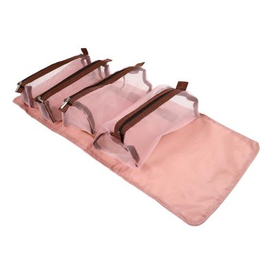 2 Pcs Roll Makeup Storage Bag Travel Rolling Box Care, Pink, 22X19X4CM