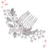 Angoily Pearl Rhinestone Wedding Hair Comb Bridal Headdress Half Updo Accessory view 1