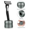 Angoily 3pcs Aluminum Alloy Razor Stand Safety Razor Holder Shaving Rack Non-slip Base view 3