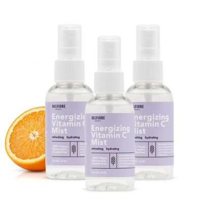 Belfiore Herbal Vitamin C Mist Spray Set, Organic Face & Body Hydration, 100% Natural Orange Plant Extracts, Vegan non-GMO, 2 ounce (3 Pack)