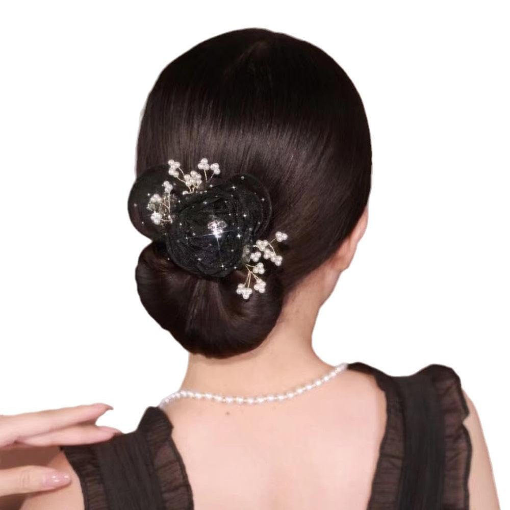 2pcs Flower Hair Bun Maker, Elegant Lazy Hair Curler, Pearl Hair Bun Maker, French Hairstyle Twist Bun Maker, Elegant Hair Accessories for Women Girls