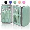 BLESWIN 10-Piece Nail Clipper Manicure Set, Professional Small Nail Care Kit , Nail Clipper Set for Women Men, Ladies Compact Manicure Tools in Case Green Leather Nail Care Gift Set. view 1
