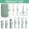BLESWIN 10-Piece Nail Clipper Manicure Set, Professional Small Nail Care Kit , Nail Clipper Set for Women Men, Ladies Compact Manicure Tools in Case Green Leather Nail Care Gift Set. view 4