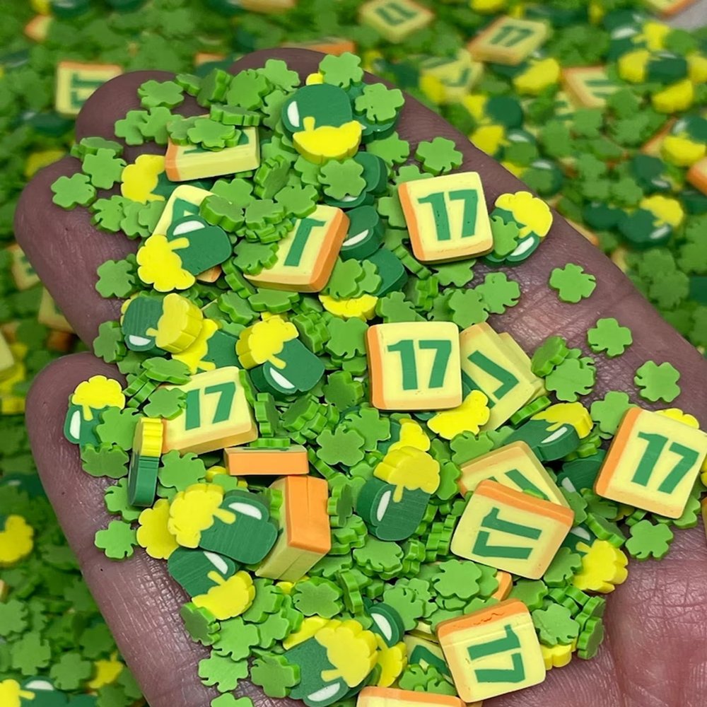 10 Gram St. Patricks Polymer Clay Sprinkle Mix, Beer Four Leaf Clover Polymer Clay, Nail Art Faux Craft, DIY Project