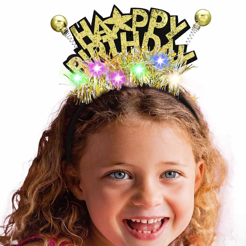 Acenail LED Birthday Crown Headband, Light Up Happy Birthday Headband Plastic and Felt Fabric, Glowing Birthday Hair Accessories for Women Girls