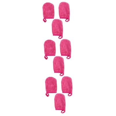 Angoily 9pcs Thickened Facial Cleaning Gloves for Makeup Removal Soft Makeup Mitts Washable Cosmetic Pads Rosy Color for Daily Use