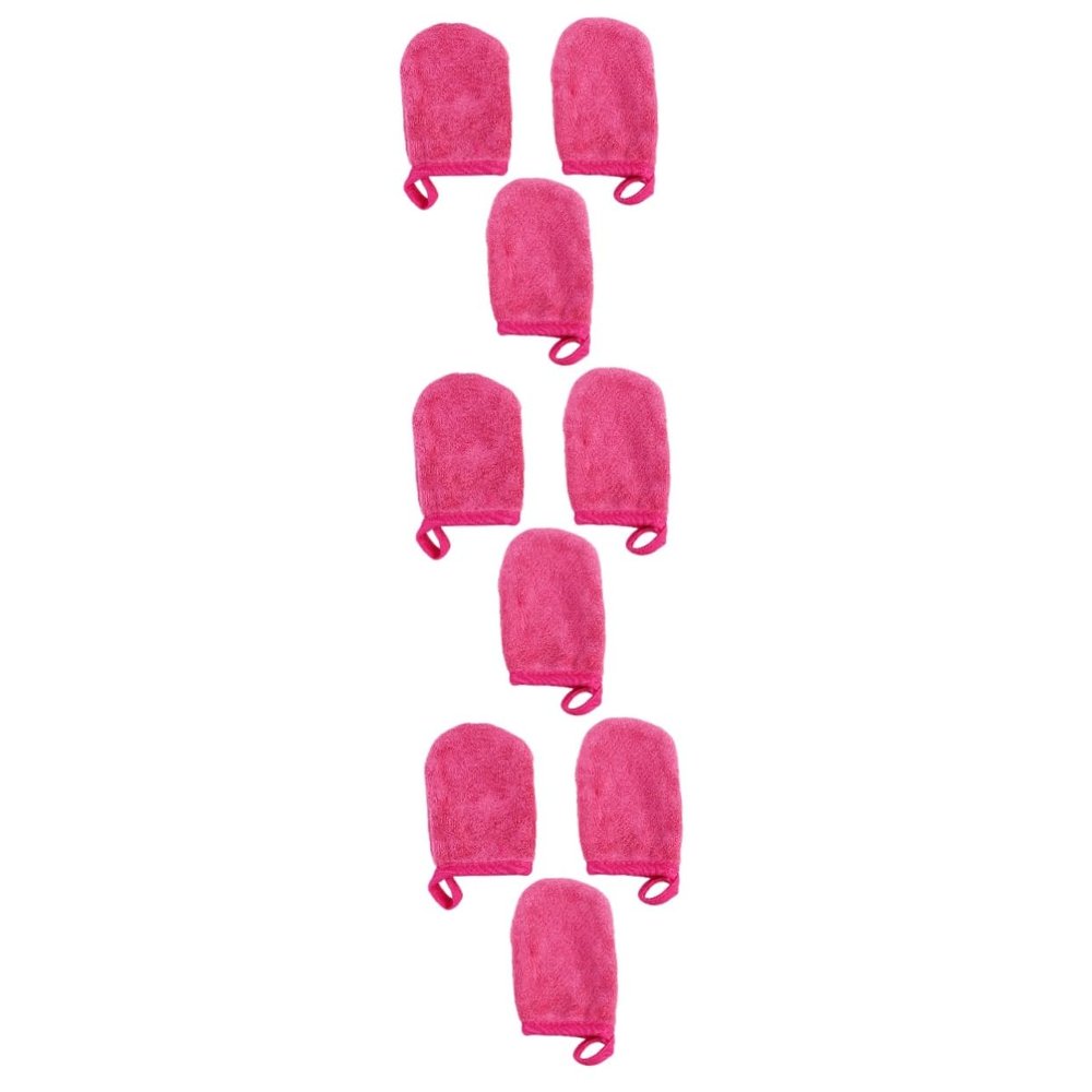 Angoily 9pcs Thickened Facial Cleaning Gloves for Makeup Removal Soft Makeup Mitts Washable Cosmetic Pads Rosy Color for Daily Use
