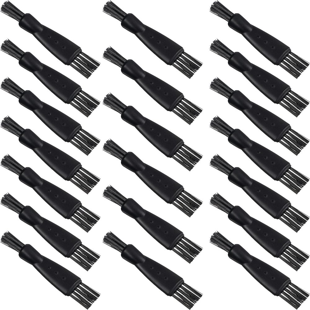 Patelai 20 Pieces Electric Shaver Cleaning Brush Small Clipper Brushes for Cleaning Razor Shaver Cleaner Black Double Sided Nylon Bristles Electric Trimmer Set Keyboard