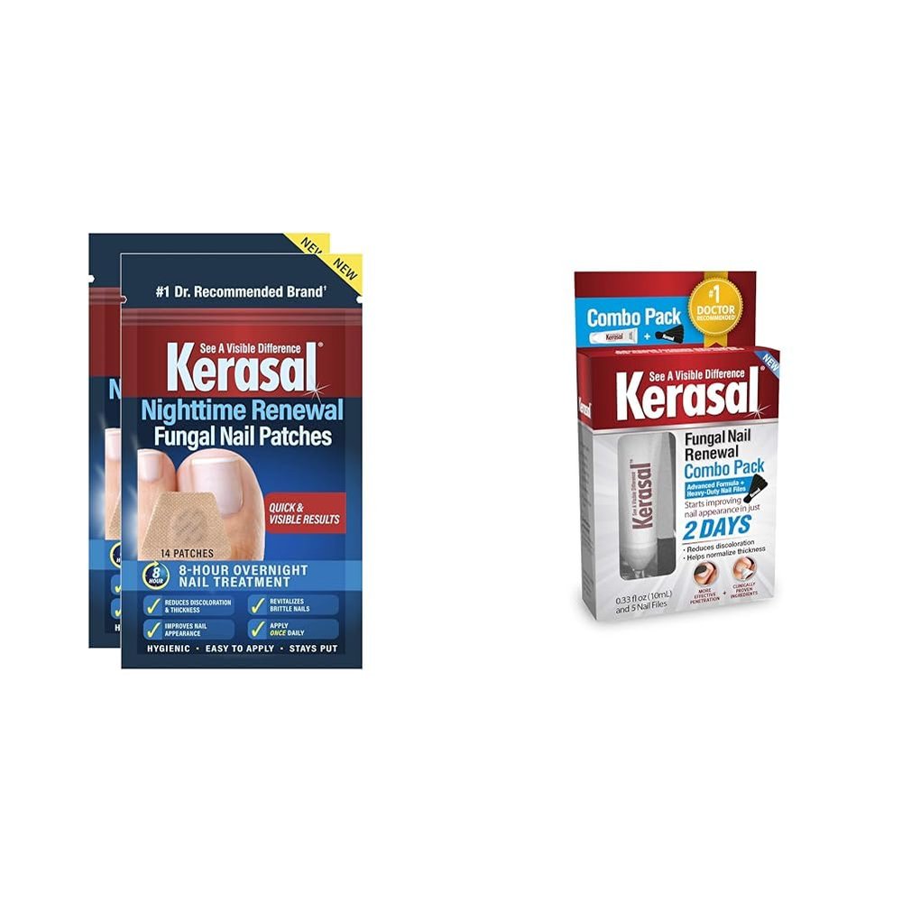 Kerasal Nighttime Renewal Fungal Nail Patches - 14 Patch Twin Pack - Overnight Nail Repair for Fungus Damage, Renewal & File Combo Pack