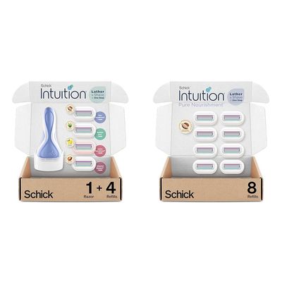 INTUITION Schick Razors for Women Variety Pack with 1 Razor Handle & 4 Intuition Razor Blades Refill | Shaving Kit Women & Schick Intuition Refill