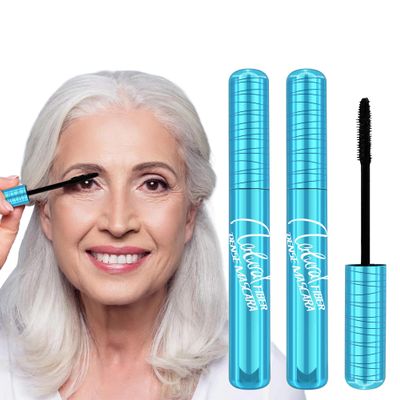 Mascara for Older Women 60 Plus, Waterproof Lengthening Mascara for Seniors with Thinning Lashes, Prime Mscara Black Volume and Length, Long Stay, Tube Hypoallergenic Mscara for Sensitive Eyes-2pc
