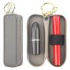 Bocasal Leather Lipstick Case Holder Chapstick Keychain Pouch, Zipper Lip Balm Lip Gloss Bag for Purse with Key Chain Elastic Band, Makeup Travel Organizer, Cosmetic Storage Kit for Women Girls (Grey) view 1