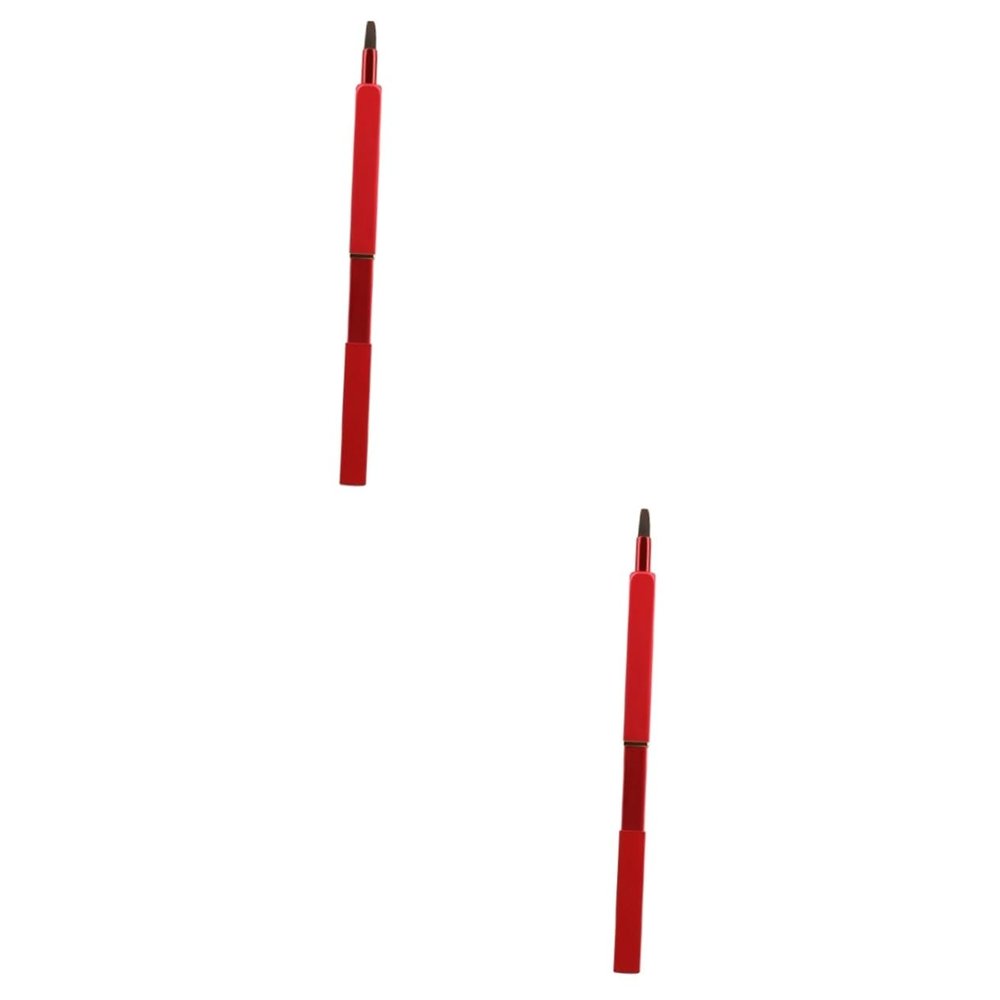 Angoily 2pcs Retractable Lip Brush Nylon Fiber Bristles Portable Lipstick Applicator Red for Travel and Daily Makeup Compact Design for Precision Lip Application
