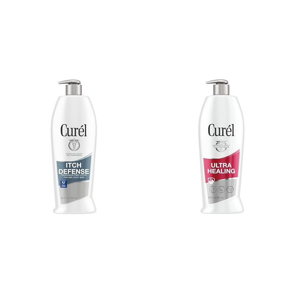 Curel Itch Defense Calming Body Lotion & Ultra Healing Lotion, Hand and Body Moisturizer for Extra Dry Skin, with Advanced Ceramide Complex and Hydrating Agents, for Tight Skin, 20 Ounces