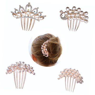 Angoily 4pcs Bridal Hair Comb Rhinestone Side Combs for Wedding Elegant Mix-style Headpin