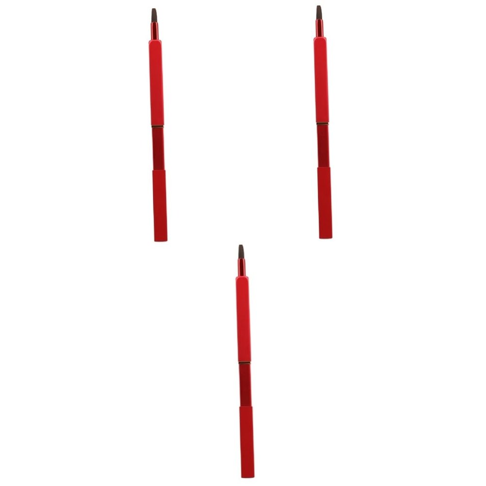 Angoily 3pcs Retractable Lip Brush Portable Nylon Fiber Makeup Tool Metal Tube Red for Daily Use Professional Beauty Salons and Travel Soft Bristles for Precise Lip Application