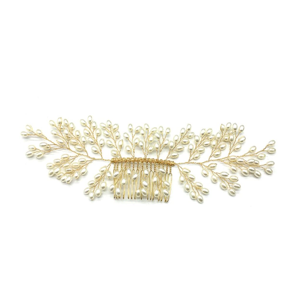 Angoily Luxurious Wedding Hair Comb Gold Wire Headwear Accessory for Brides and Guests