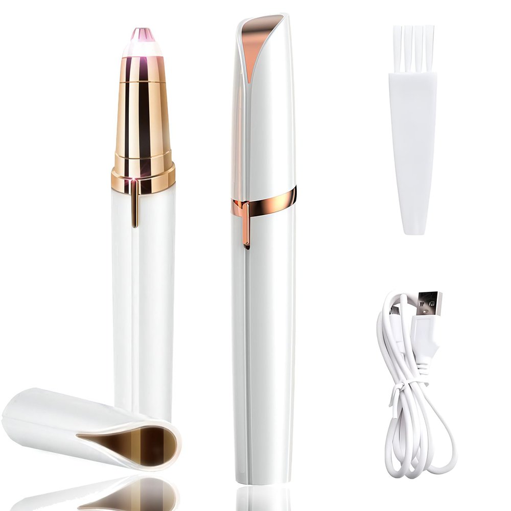 ErdBar Facial Eyebrow Hair Remover for Women, Rechargeable Electric Eyebrow Trimmer and Face Shaver Epilator, Painless Eyebrow, Lip, Body Hair Removal Razor with 1 Replacement Cutter. (3396815)