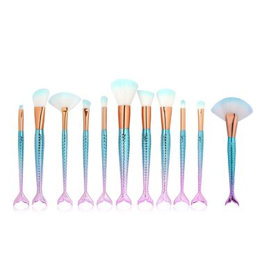 zonee 10 Mermaid Makeup Brush Set, Beauty Tools, Makeup Brush Combo with Small Fish
