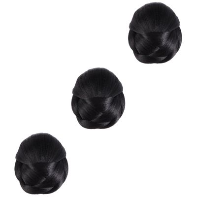 Angoily 3pcs Hair Toppers for Women Chignon Hair Bun Extension Donut Wig Hairpiece Jaw Clip Bun Wig for Bridal Prom Dance