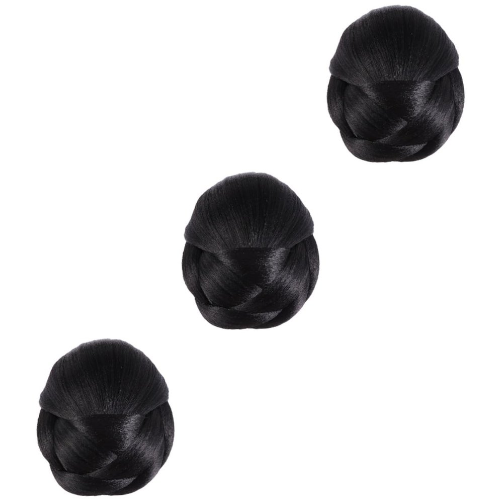Angoily 3pcs Hair Toppers for Women Chignon Hair Bun Extension Donut Wig Hairpiece Jaw Clip Bun Wig for Bridal Prom Dance