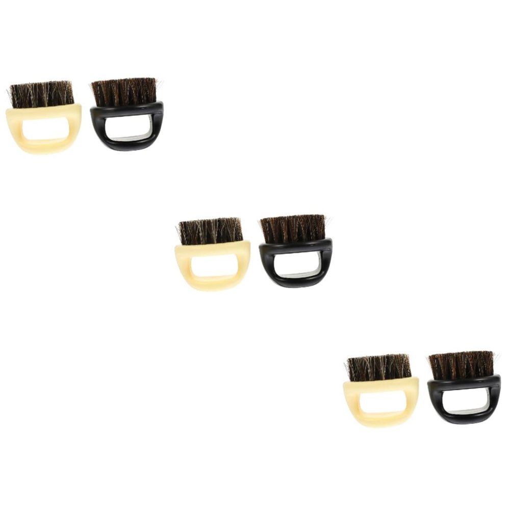 Angoily 6pcs Beard Brush for Men Natural Boar Bristle Grooming Tool for Exfoliating and Hair Removal Beard Care and Cleaning Brush for Barbershop and Home Use