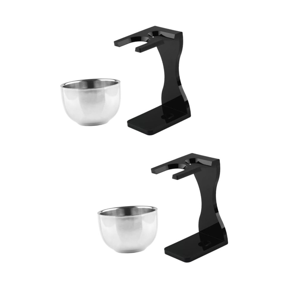 Angoily 2sets Men's Shaving Kit Razor Brush Stand Shaving Bowl Soap Cup Supplies