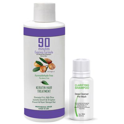 90 MINUTES Purple Brazilian Keratin Treatment for BLONDE Hair Types, Formaldehyde-Free Protein & Argan Oil Complex for Shiny, Soft, Straight Hair