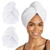 Turbie Twist 2-Pack Extra Long Microfiber Hair Towel for Beauty, Travel, Gifting - Hair Wrap Turban for Long & Thick Hair - Premium Personal Care - White & White view 1