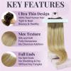 Fshine Genius Weft Hair Extensions Human Hair, Volume Genius Weft 60 g 20 Inch, Color 6/27/60 Chestnut Brown to Honey Blonde Mix Platinum Blonde, Smooth and Full Texture Ideal for Bridal Hairstyles view 4
