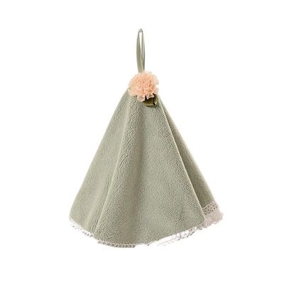 KIKBAX Cute Lace Dress Round Shape Face Hand Towel Soft Absorbent Kitchen Bathroom Cleaning Towels Polyester Comfortable (Color : Green, Size : 1SIZE)