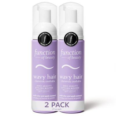 Function of Beauty Wavy Hair Mousse for Styling - Anti-Frizz Hair Styler Adds Volume & Defines Natural Waves - Volumizing & Texturizing Lightweight Styling Foam with Flexible Hold - Hair Care Products