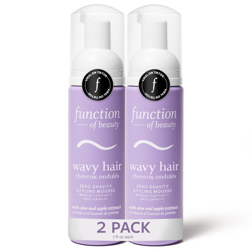 Function of Beauty Wavy Hair Mousse for Styling - Anti-Frizz Hair Styler Adds Volume & Defines Natural Waves - Volumizing & Texturizing Lightweight Styling Foam with Flexible Hold - Hair Care Products
