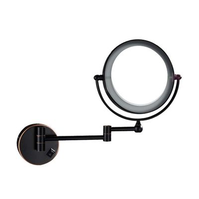 Wall Mounted Makeup Mirrors,Vanity Mirror,8-Inch Lighted Makeup Mirror for Bathroom, 360 Degree Swivel Rotation with Distortion Free View, Extendable Arm, Round Shape ( Color : Rose Gold , Size : 10x