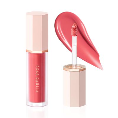 DEAR DAHLIA Petal Drop Blush (Wavy) - Vegan Liquid Blush with Soft, Watercolor-like Finish. Sheer to Buildable Color for a Dewy, Natural Flush. Long-Wear Comfort. Korean Makeup for Cheeks. 0.14 oz