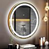Mirror with Lights, Led Bathroom Mirror, Led Gold Frame Round Mirror, Wall Mounted Lighted Vanity Mirror, 3 Colors, Memory Function (Color : Gold, Size : 60cm) view 1