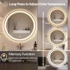 Mirror with Lights, Led Bathroom Mirror, Led Gold Frame Round Mirror, Wall Mounted Lighted Vanity Mirror, 3 Colors, Memory Function (Color : Gold, Size : 60cm) view 2
