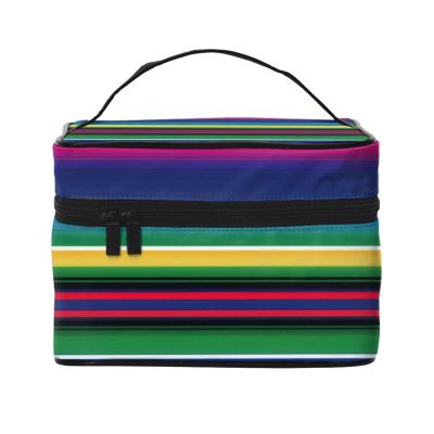 KAIWAL Colorful Mexican Stripes Portable Travel Portable Makeup Bag, Colorful Mexican Stripes Toiletries Bag, Cute Cosmetic Bags Unisex Daily Necessities Storage Bag