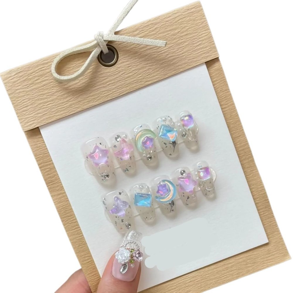NALoRa Detachable Handmade false nails with design dopamine bubble love girl press on Nail enhancement false nails (Color : 9, Size : L)