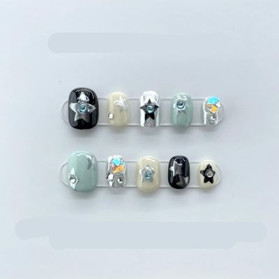 Detachable Handmade false nails with design dopamine bubble love girl press on Nail enhancement false nails (Color : 15, Size : XS)